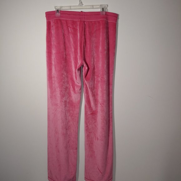 BCBGMaxAzria Y2K Velour Sweatpants Track Size XL Hot Pink - Picture 6 of 9